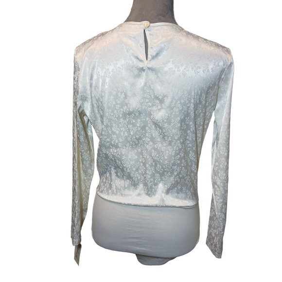 Worthington Ivory Floral Bodysuit Womens Size Medium Romantic Coquette Corpcore - Picture 8 of 9
